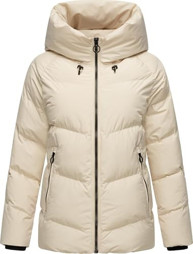 Ragwear Damen Winterjacke warme, wasserdichte Basic-Steppjacke mit Kapuze Cessi YOUMODO Ecru Gr. XL