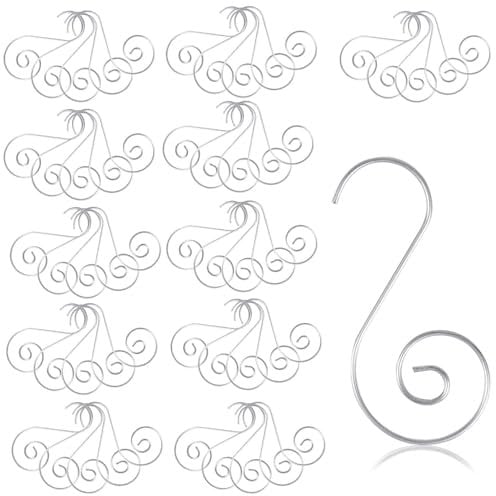 SULOLI 100 Stück Kugelaufhänger,Silber Weihnachtskugel Aufhänger,Weihnachtsbaum S-Haken,Klein Schnellaufhänger,Weihnachtsbaumschmuck Metallhaken für Weihnachten Party Deko