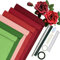 Krepppapier 6er Set Bunt,6 Rollen 25 x200cm Krepppapier Rosatöne mit 15 Blumendraht Grün,Floristenband,Doppelseitiges Klebeband,Lineal,Nähgarn,Krepppapier Blumen Basteln(Rosen Serie）