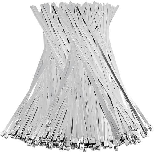 Stainless Steel Cable Ties, 100 pcs 4.6×300 mm Metal Cable Tie, SUS 304 Stainless Steel Zip Metal Cable Ties with Steel Ball Stopper for Binding Cable - Multipurpose Wrap Ties Locking Cable Ties