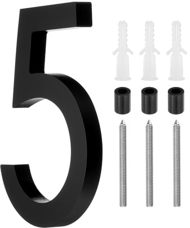 sourcing map 5 Inch Modern House Number, Acrylic Floating House Number for Outside Address Sign for House with Nail Kit for Mailbox Yard Home Front Door (Number 5, Matte Black)