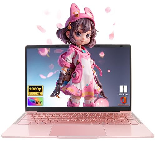 [Win 11&Office 2019] 14 Rose Gold FHD IPS Display Ultra-Thin Laptop, Celeron J4125 (2.0-2.7GHz), 8GB DDR4 RAM, 1TB SSD, 180° Opening, 2xUSB3.0, WIFI/BT, Perfect for Travel, Study and Work (P1TB)