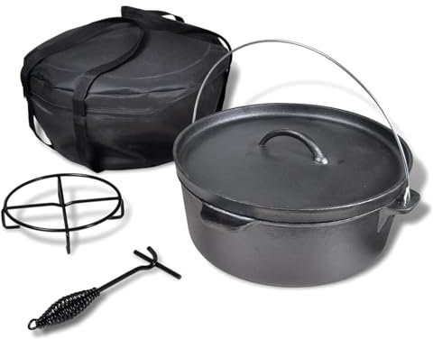 Brokky Holländischer Ofen 11,3 l mit Zubehör Dutch Oven Petromax Gusseisen Topf Set