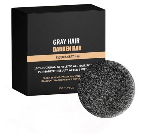 Reverse Bar für graues Haar, tragbares verdunkelndes Shampoo, graue umgekehrte Balkenseife, feuchtigkeitsspendende Haarseife, Anti-Grau-Bar für glänzendes Haar und 2,7 x 6,1 x 6,1 cm/1