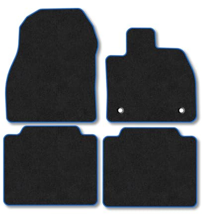 Toyota BZ4X (2022+) Car Mats Accessories Tailored Fit Carpet Floor Mats Non Slip Blue Trim Full Coverage Compatible Accessory Granulated Backing Front Rear Set Anti Slip Hand-Finished Clips