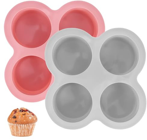 AOZBZ 2 Pack Deep and Large Muffin Tray, 4 Cup Silicone Cupcake Moulds, Silicone Muffin Tins, Cupcake Tray, Silicone Mould Bakeware, Silicone Muffin Cases, Yorkshire Pudding Tray, for Oven, Air Fryer