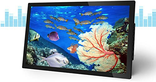DSeenLeap Digitaler Bilderrahmen mit hoher Auflösung (1080P/HDMI), Werbegerät für elektronische Fotoalben, kann Bilder, Videos und Musik abspielen (Schwarz, 24 Zoll)