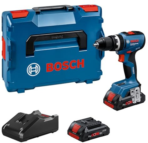 Bosch Professional 18V System Cordless Drill Driver GSB 18V-65 (Brushless Motor, Head Length 175, incl. 2X ProCORE18V 4.0Ah Batteries, Charger GAL 18V-40, L-BOXX)