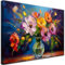 Feeby Leinwandbilder - Deko Bilder - Bunt Blumenstrauß in einer Vase - Canvas 120x80 cm XXL 1tlg- Wandbilder Schlafzimmer - Aesthetic Room Decor - Modern Wanddeko - Bild auf Leinwand - Fertig Gespannd