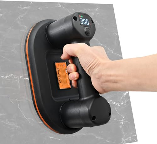 ZALASUNG Akku Fliesen Saugheber, 9.4 Zoll Akku Saugheber für Fliesen, Glas, Marmor,300 KG Saugkraft Akku Vakuum Saugheber Fliesenheber Glassauger[2 Motoren 2 * 2000 mAh Akku]