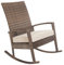 Ogarden Rocking Chair, Garten schaukelstuhl wetterfest, Poly Rattan Outdoor Schaukelstuhl, Schaukelsessel mit Kissen, für Garten, Terrasse, Balkon, Relaxsessel Gartenstuhl (Braun - Khaki Kissen)