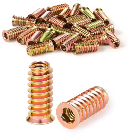 msymsyu 25 Pezzi Inserto Filettato Legno M8x8mm Inserto Filettato Manicotto Rampa Acciaio Carbonio Manicotto A Vite Per La Fabbricazione di Mobili in Legno e Assemblaggio di Mobili