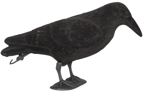 Krähe Lockvogel | Krähenfigur mit Sound | batteriebetriebene realistische Statue Beflockung Skulptur für Hof, Scheune, Veranda, Terrasse, Boot, Garten, Dock Pool