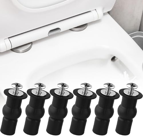 Chtaoxin Universal Toilet Seat Fittings Kit with Expanding Rubber Top Nuts,Toilet Seat Fixings, Blind Hole Fittings for WC Seat Hinges (6 Pcs, Replacement Parts)