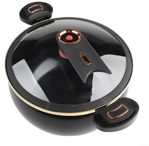 Mini olla a presión, olla compacta con asas de bloqueo y tapa para sopas, guisos y más con manejo seguro (8 L, negro)