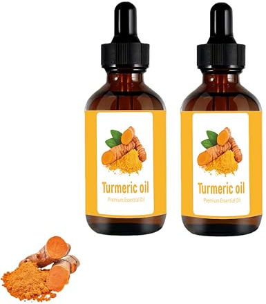 Turmeric Essential Oil mit Vitamin C, Natürliches Gesichtsöl als Anti-Aging Booster gegen Falten, Straffende Feuchtigkeitspflege für glatte Haut, Reduziert Augenringe & Tränensäcke (2pc, 60ml)