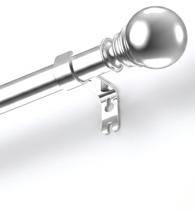 Gardinenstange Silber 66-261CM, 25 mm Durchmesser Ausziehbar Vorhangstange, Curtain rod für Schlafzimmer Wohnzimmer Küchen Büros Balkone diverse Fenster