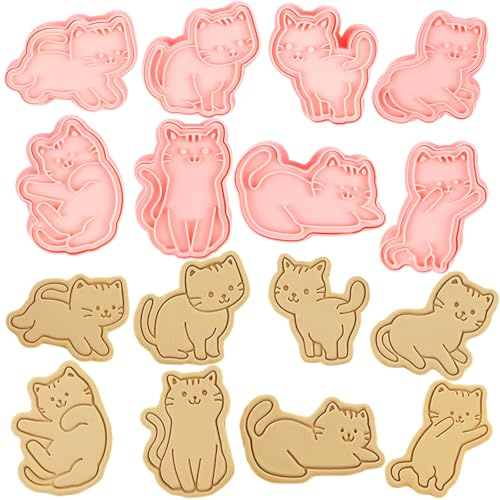 8 Stück Katze Ausstechform, Ausstechformen, Cookie Cutter, Katze Keksausstecher, Kätzchen, Diy Backen, Verwendet, Um Kekse, Fondants, Schokolade, Kuchen, Familie, Geburtstage, Mottopartys Zu Mach