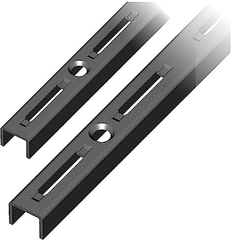 Element System 10000-00040 Wandschiene 1-reihig / 2 Stück / 4 Abmessungen / 3 Farben/L = 200 cm/schwarz/für Regalsystem/Regalträger/Wandregal