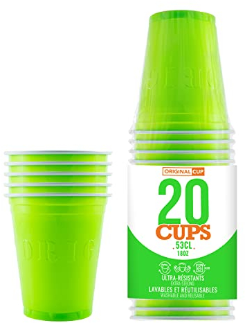 Original Cup- Pack de 20 Gobelets Américains, GV53-20, Vert, 1 Unité (Lot de 1)