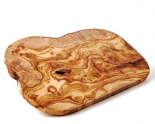 Planche à Découper Bois D'Olivier Coupe Naturelle avec Du Bord - 60cm