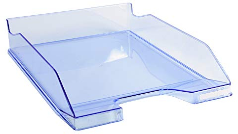 Exacompta - Réf. 113210D - Lot de 6 corbeille à courrier COMBO MIDI - dimensions utiles 34 x 25 x 6,5 cm - pour documents au format A4 + - couleur bleu glacé transparent glossy