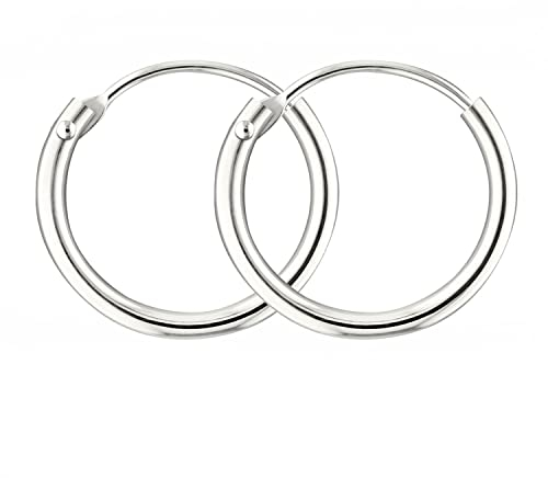 EDELIND Creolen 585 Gold 13mm Feinе Ohrringe 14 Karat Weißgold für Damen Mädchen Breite 1,3 mm Hoop Ohrringe Set mit Schmuck Geschenk Box Made in Germany
