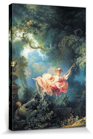 1art1 Jean-Honoré Fragonard Poster Die Glücklichen Zufälle Der Schaukel, 1767 Bilder Leinwand-Bild Auf Keilrahmen | XXL-Wandbild Poster Kunstdruck Als Leinwandbild 30x20 cm