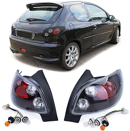Carparts-Online Klarglas Rückleuchten Schwarz für Peugeot 206 Schrägheck 3 + 5 Türer 98-09