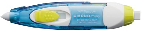 Tombow CT-PEX5-40-B Mono 2Way Korrekturroller mit Radierer, 5 mm x 6 m, transparent blau