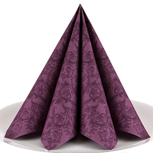 Servietten Ornament beere Premium Airlaid, STOFFÄHNLICH | 50 Stück | 40 x 40cm | Hochzeitsserviette | hochwertige edle Serviette für Hochzeit, Geburtstag, Party, Taufe, Kommunion | made in Germany