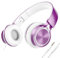 Ailihen MS300 Wired Headphones with Microphone for Chromebook Laptop Computer Smartphone, 3.5mm Jack Foldable Lightweight Headset for School Girls Boys Teenager Online Classroom (Purple)
