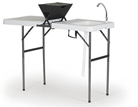 Old Cedar Outfitters Barbacoa Plegable, Cocina o Mesa de Camping al Aire Libre, Incluye Parrilla y Fregadero con Grifo, 45 x 23 x 37 Pulgadas, Granito, L