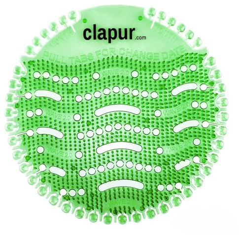 clapur Urinal-Sieb (2x) Duft Gurke-Melone, Spritzschutz fürs Männer WC für jedes Pissoir, Urinal-Einlage, Lufterfrischer, Kunststoff-Matte, rund, grün