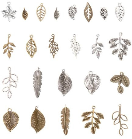 PH PandaHall 14 Stile Baumblatt-Anhänger, 96 Stück, tibetische Legierung, Blätter, Zweigperlen, Charms, Metallanhänger, Zubehör für Frühling, Herbst, Erntedankfest, Armband, Halskette,