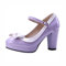 Blockabsatz High Heels Pumps Plateau Lack Mary Jane Damen Schuhe Pumps(Lila,44)