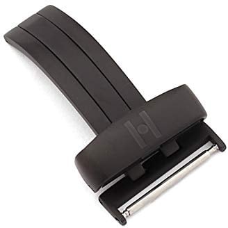 HIRSCH Unisex Faltschließe für Uhrenarmbänder L316 Edelstahl Modell Folding plus 20 mm Schwarz (PVD), matt