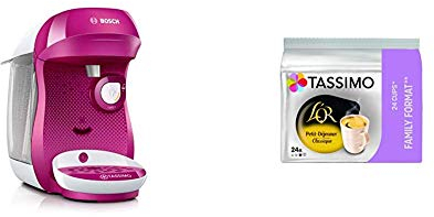 Bosch Electroménager TAS1001 Happy Machine à café, 1400 W, 0.7 litre, Rose + Tassimo L'OR Petit Déjeuner Classic 120 boissons (Pack de 5x24 Tdisc)