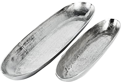 Schale Servierplatte Dekoschale Aluminium Silber Luxus - Tischdeko Modern aus Metall - Hochzeit, Weihnachten - Tischdeko Deko Dekoration für Wohnzimmer und Küche - 54 cm oder 72 cm (54x14x7 cm)