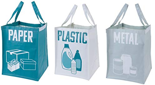 ORION GROUP Waste Separation Systems Separate Recycling Waste Bin Bags for Kitchen Office in Home - Recycle Garbage Sorting Bins Organizer Waterproof Baskets Compartment Container Big Size 3 Bags Set