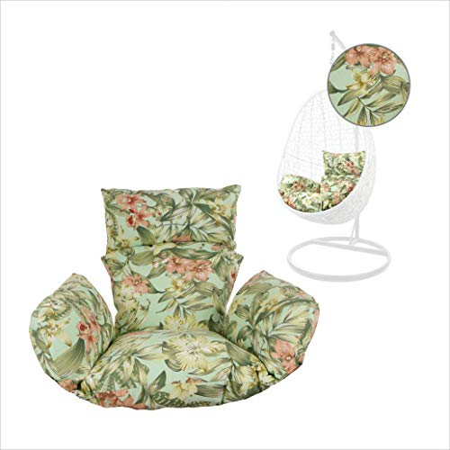 Kideo® Sitzkissen für Hängesessel, Swing Chair Kissen, Ersatzkissen, Wechselkissen, waschbar, 2-teilig, grün, Blumen (Nest, 5101 Tropical Garden)