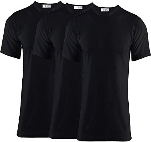 Thread Linens 3 Pack Mens Thermals T Shirt, Body Warmer Base Layer Thermal Underwear Mens Thermal Top for Men Size S-XXL (Black, M)