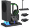 Ventilateur de Refroidissement avec Support de Charge pour Console et Contrôleur Xbox Series S, Support Casque & Accessoires de Dock Double Chargeur avec 2 x 1400MAH Batterie Rechargeable et Couvercle
