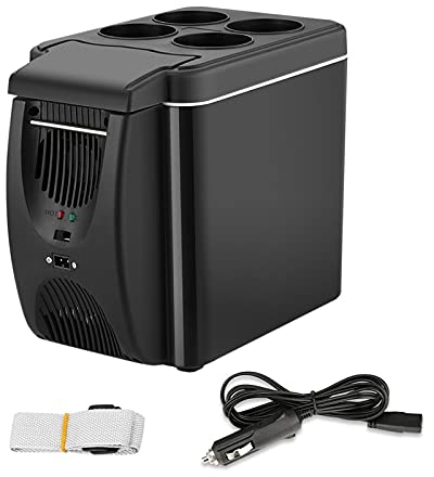 Mini frigorifero per auto, frigorifero compatto da 6 litri congelatore-12V Mini frigorifero personale portatile di raffreddamento/riscaldamento per la camera da letto Viaggi Ufficio a casa Campeggio