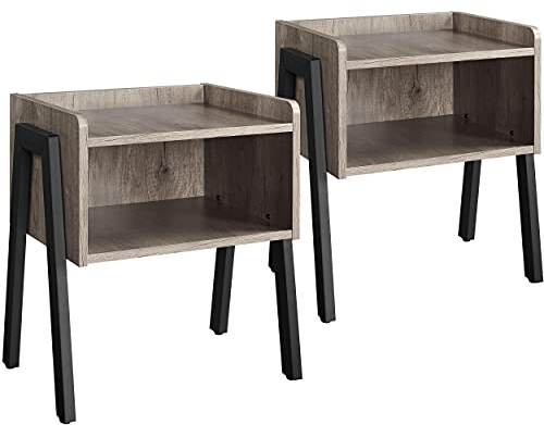 Yaheetech 2er-Set Nachttische Nachtschrank Nachtkommode Beistelltisch-Set Sofatische stapelbar Couchtische für Wohnzimmer, Schlafzimmer, Flur, stabil, Industrie-Design, Grau