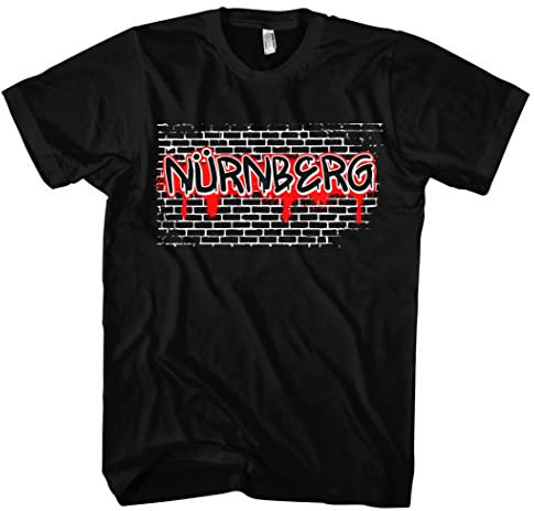 Graffiti Nürnberg Herren T-Shirt | Stadt - Nürnberg Skyline - Fussball - City - Nürnberg Shirt - Ultras | Schwarz (S)