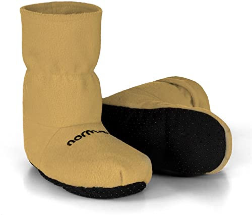 Circle Five Mikrowellen Hausschuhe mit Leinsamen Füllung Körnerpantoffeln mit hoher Schaft für Damen und Herren Farbe Beige Größe 41-45