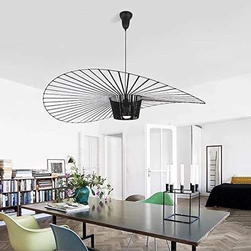 GLZXMQBP Lustre Vertigo Suspension Noir 80 cm, Rétro Salon Lampe Suspension Fibre De Verre + Polyuréthane De Chapeau Design, Hauteur De La Lumière Réglable E27 (Noir)