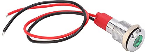 LED Métal Voyant Étanche Puissance Petit Cordon Nickel Plaqué Laiton Antipoussière Signal Lampe 10mm Vert 140mm Longueur de Câble(220V)