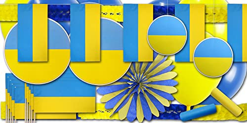 Ukraine Grundausstattung Partydeko Länderset blaugelb - Patriotische Länderparty für Mottoparty, Fasching, Karneval, Silvester, Geburtstage, etc.